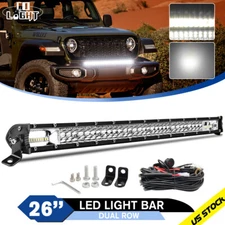Dual Row 26inch Led Light Bar Offroad Driving Wire Kit for Truck Jeep Cars Boat