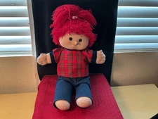 RAGDOLL -HONEEY CO, LTD, GIRL RAGDOLL RED YARN HAIR PLAID SHIRT JEANS 16"