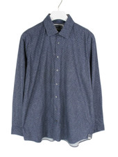 CAMP DAVID Modern Fit Shirt Men's 43 Denim Look Patterned Blue Spread Collar