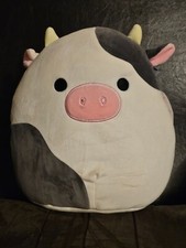  New  Squishmallows  CONNOR  12" Plush  Black  White Cow  Missing Tag