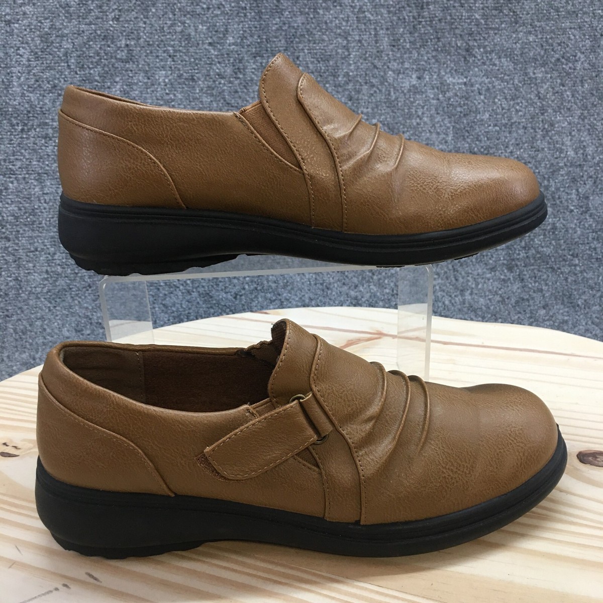 Easy Street Shoes Womens M Loafers Comfort Brown Faux Leather