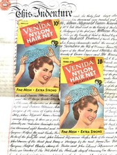 Vintage Venida Nylon Hair Nets- Two Envelopes Each With Net Auburn White