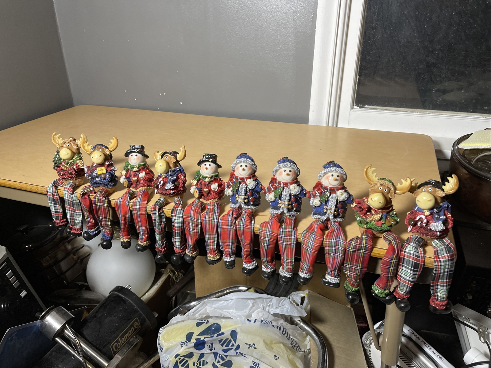 Lot Of 10 Jubilee Giftware Moose Snowman Shelf Sitter Ornament 8” Resin