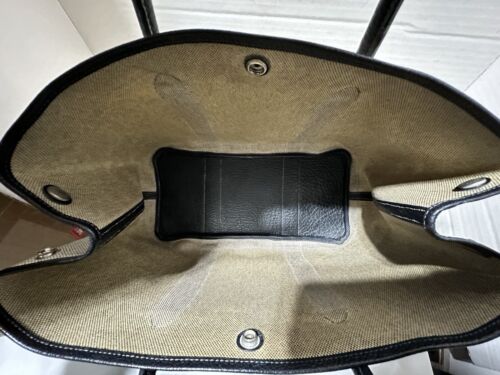 Bolso de Mano de Compras HERMES Garden Party PM Beige Lona Cuero Negro Asa Borde - Imagen 17 de 24