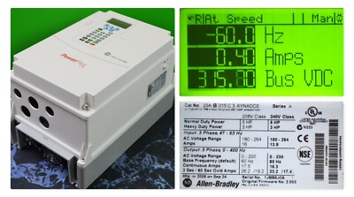 Allen-Bradley PowerFlex 70 5 HP 20AB015C3AYNADC0 FRN: 2.003 240VAC Tested Good