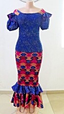 Registyle African Ankara Real Wax Print Long Stretchy Dresses Sizes 10-16 SALE!!