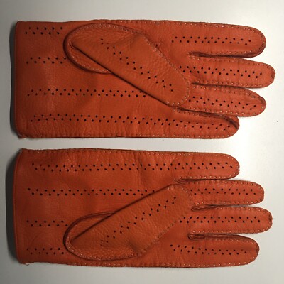 Italian Soft Leather Driver s Gloves , orange, size 8