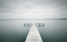 Landscape lake pier long exposure calm waters sky Custom Gaming Mat Desk