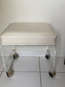 Mid Century Modern Lucite Vanity Stool, Vanity Stools With Casters
