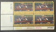 US # 1335 Plate Block; Biglin Brothers Racing; Mint; NH; OG; Fine Ctr