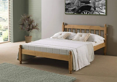 MISSION TM 4FT6 Double, Pine Wooden Colonial Spindle Bed Frame, Optional Mattress & Drawers