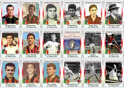 AC Mailand Europapokalsieger 1963 Fußball Sammelkarten