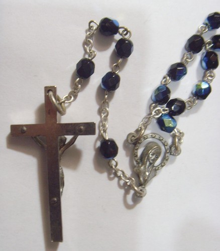 Antique Catholic Saint Mary religious rosary Luminous iridescent beads 53877 - Picture 5 of 6