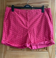 Ex M S Brand New Pink Floral Cotton Roll Up Shorts Size 20