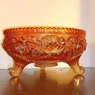 Antique Imperial Carnival Glass Bowl – Open Rose – Footed – 7.25" – Luster