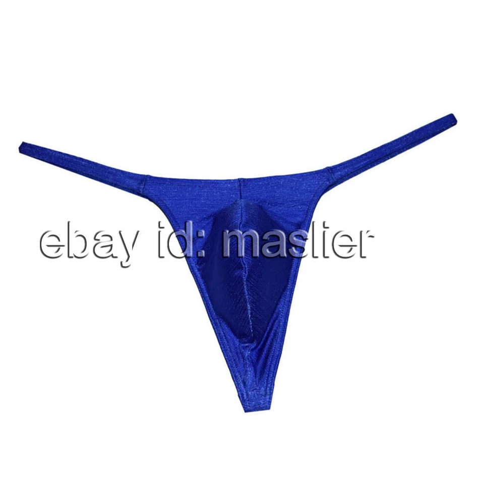 Men's Gorgeous pure color Pouch Thong Underwear Shiny Bulge Bikini - Image 4 of 4