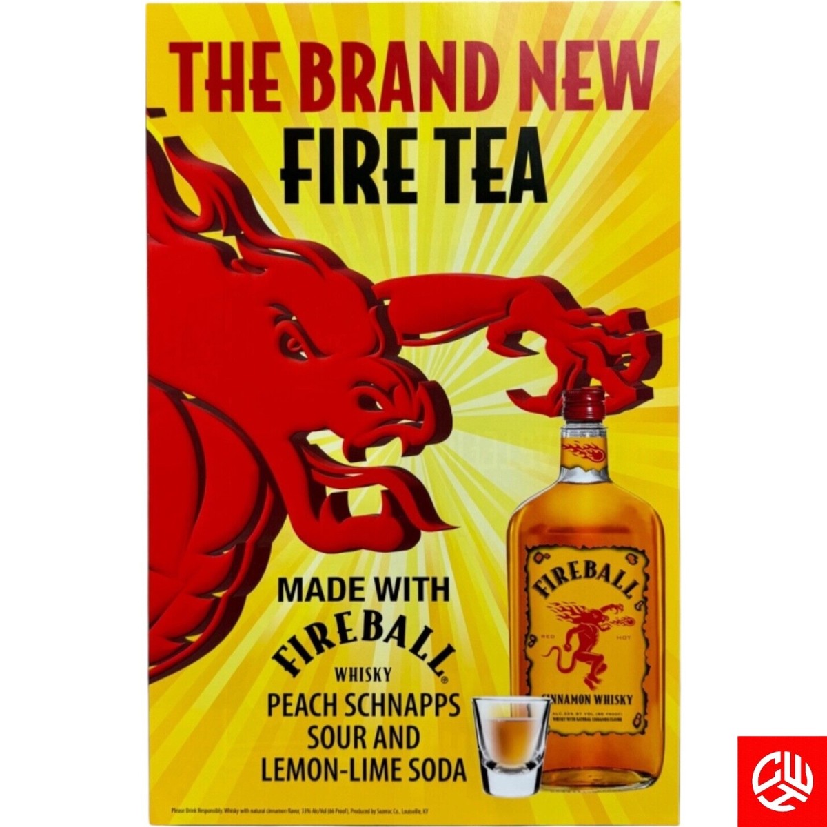 Fireball Whiskey Bar Promo Posters Set - Drink Recipe & Price