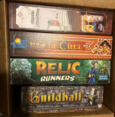 Lot of 4 - Board Game Euro Relic Runners, Guildhall, La Citta, Trans Atlantic 