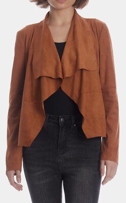 New York And Company Faux Suede Draped Moto Jacket | Size M | Retails $99 | Tan