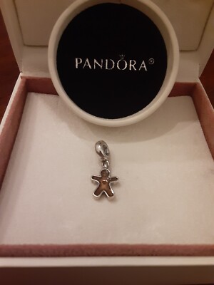 Authentic Genuine Pandora Charm Gingerbread Man Dangle 925 Sterling 790997EN29