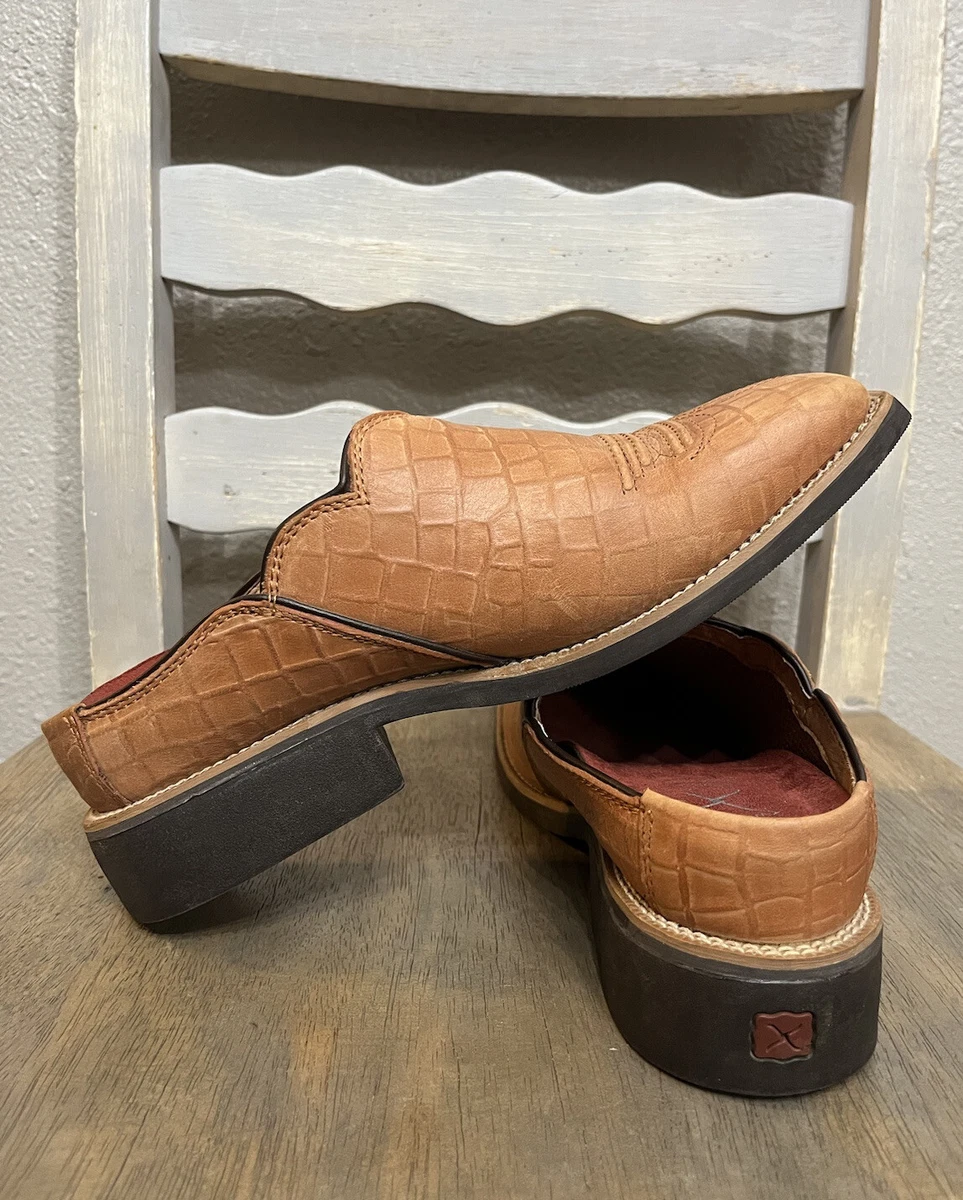 Twisted X Women s Barn Burner Mule SlipOn Boots Brown Gator Leather 9.5M WBM0013