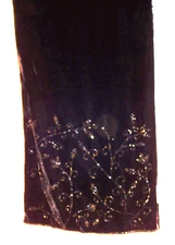 Vtg. V. Fraas Black Beaded Velvet Evening Shawl Wrap Scarf 62" x 13"