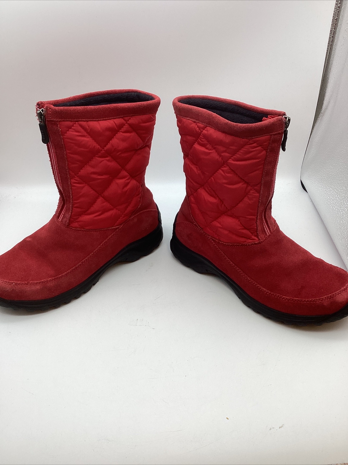 Lands' End Winter Boots Women's size 8b Quilted Red Suede Snow Zip eBay