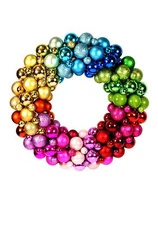 15" Rainbow Colors Christmas Ball Wreath