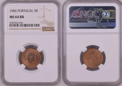 PORTUGAL | 5 REIS 1906 NGC MS64