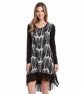 white long sleeve fringe dress