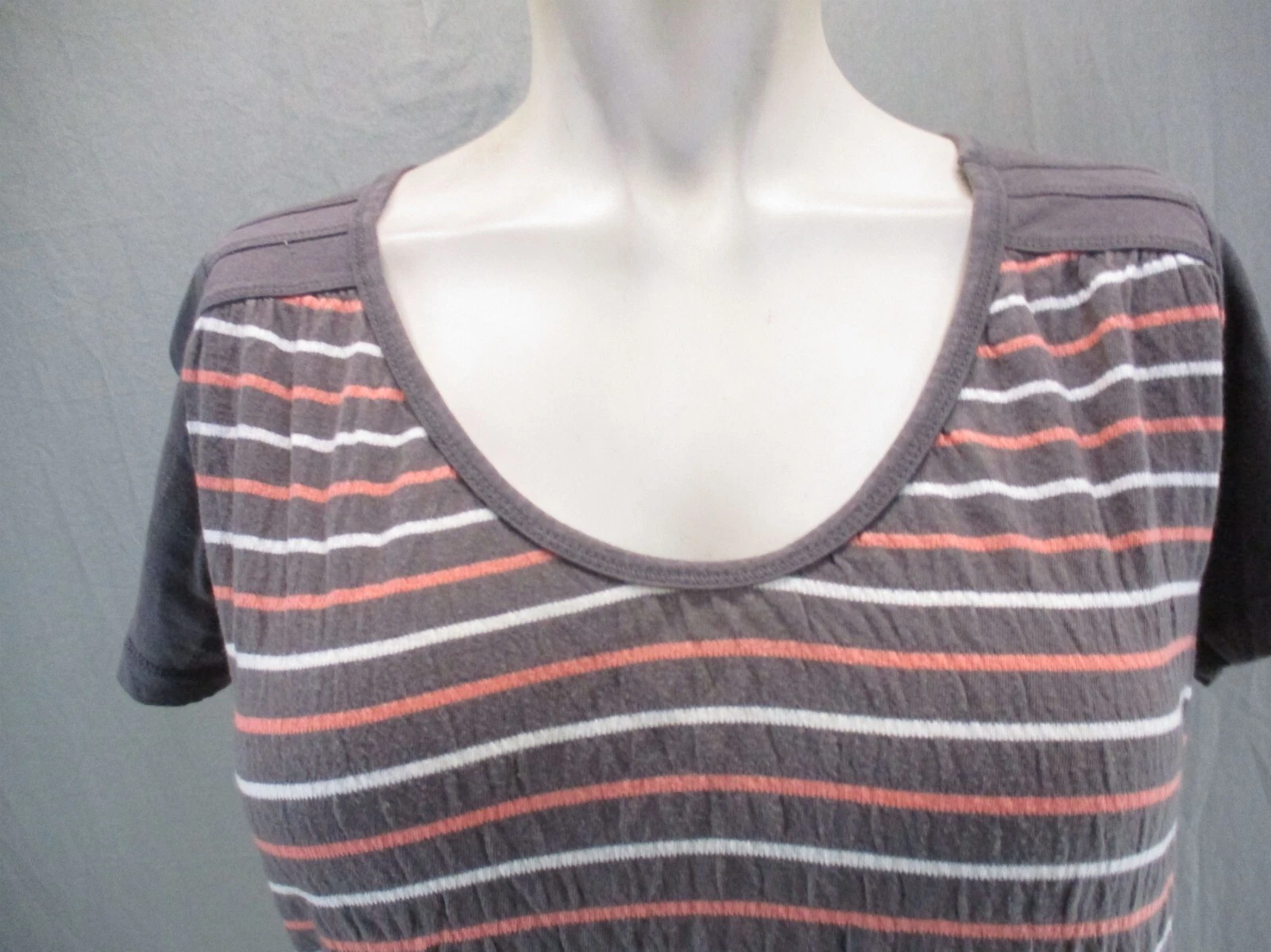 lole striped cotton blend round neck athletic shirt