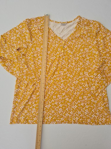 Ladies Top Damart Size 22 V Neck Long Sleeve Yellow Mix 29629 - Picture 7 of 13