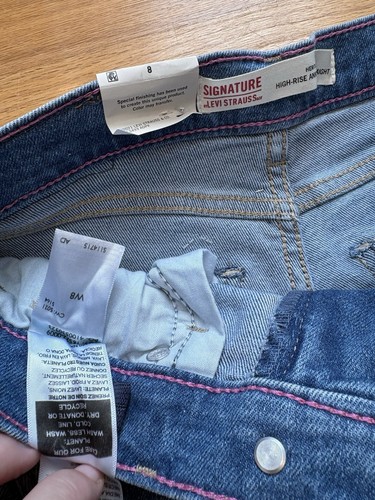 Signature Levi Strauss Jeans Girl Sz 8 Denim Mom Jeans & Ankle Straight NWT (2) - Picture 9 of 14