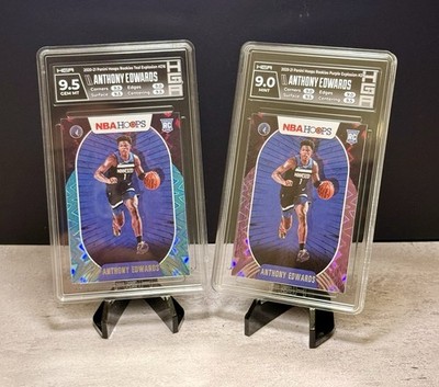 Anthony Edwards Rookie Lot (2) 2020-21 Panini Hoops Explosion HGA 9.5 9.0 RC