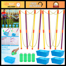 Giant Bubble Wand Kit - 4 Sets with Refills  Tray - Outdoor Fun for Kids  Adul