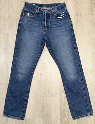 Levis 501 Jeans Mens 28x30 Big E Blue Straight Leg Button Fly Premium Denim