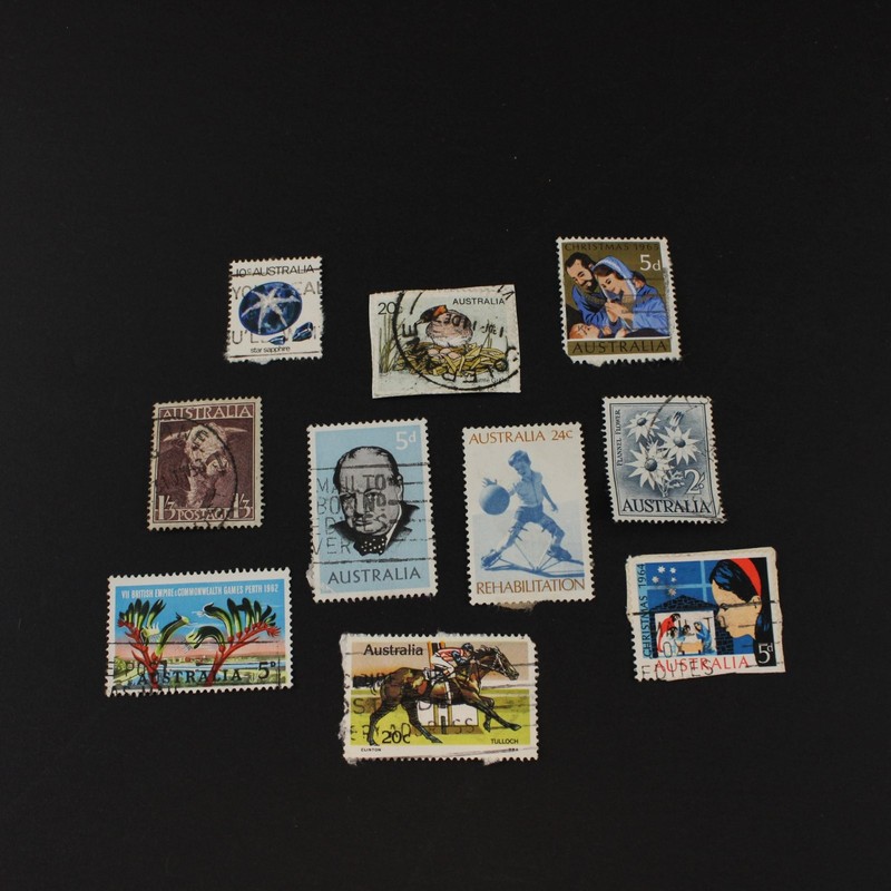 Lot of 10 Australia Used Postage Stamps 1950s-1970s Mixed