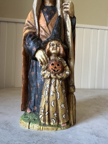 Rare Anthony Costanza Captured Carvings Bethany Lowe 13” Witch & Little Witch - Afbeelding 2 van 10