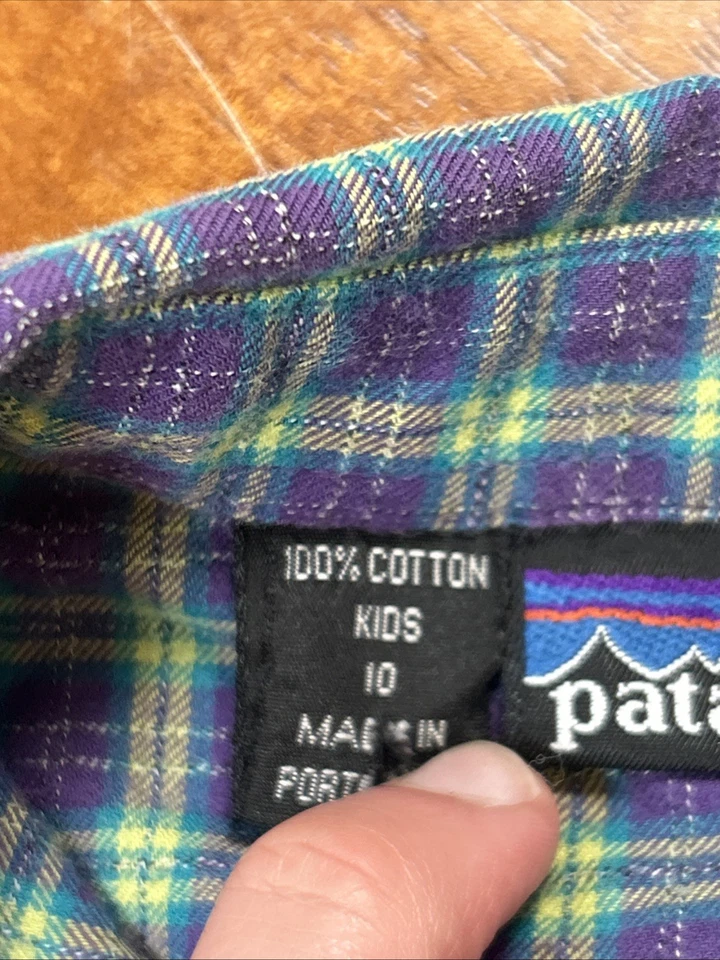 Camisa Patagonia Niños Abotonada Talla Niños 10 Púrpura Manga Larga Foto 4 de 4