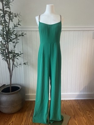 NWT Lilly Pulitzer Zemira Sleeveless Jumpsuit Fiddle Leaf Green Size 12 Chain