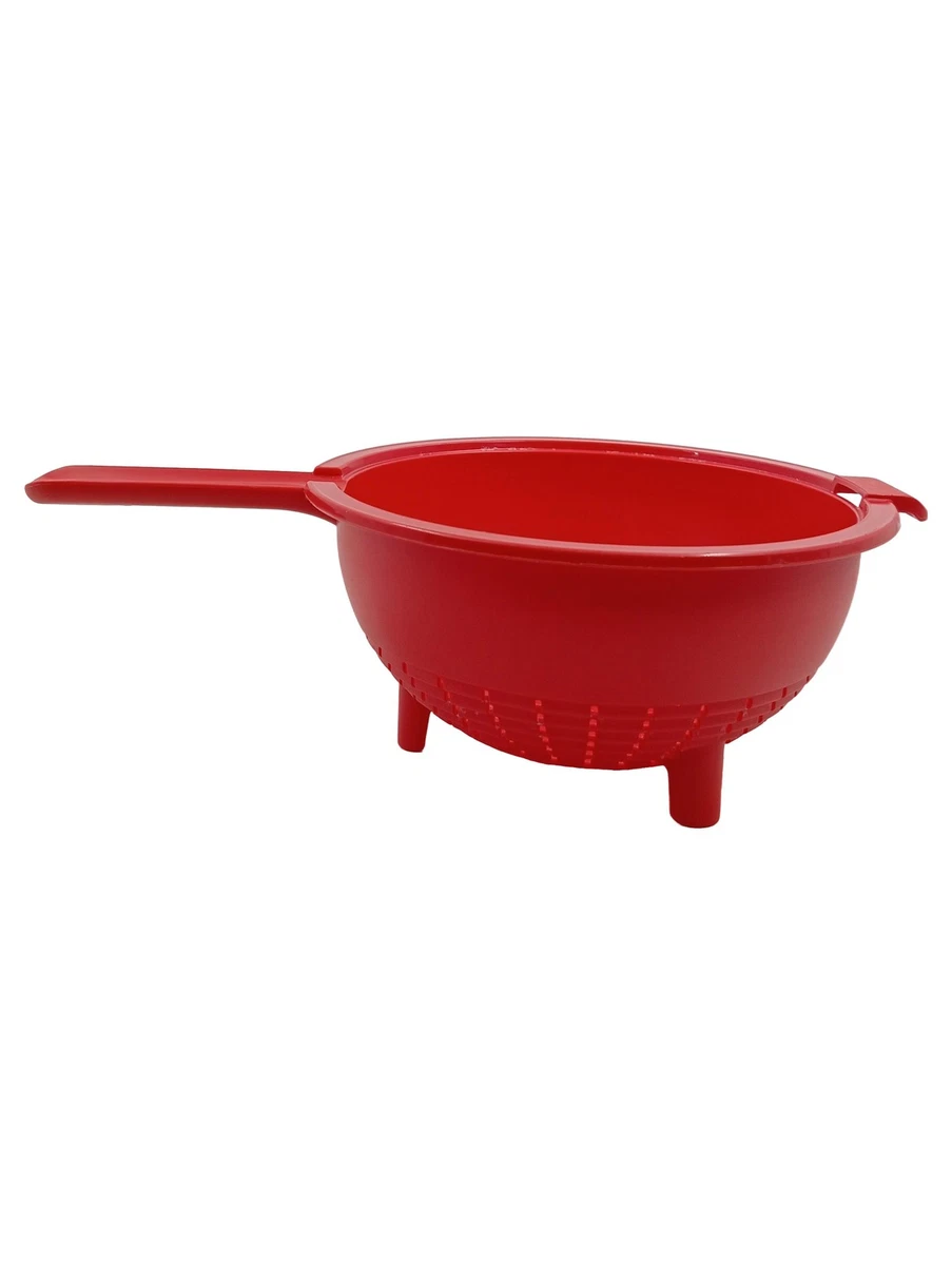 Colino per scolapasta con manico per scolare acqua, strumento da cucina, per perdite d'acqua, cottura (rosa