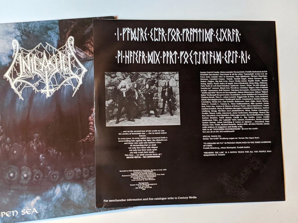 UNLEASHED - Across the Open Sea LP 1993 , Orig. Vinyl First Press ++ DEATH METAL - Bild 3 von 4