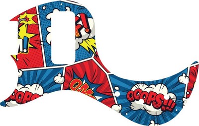 WD Custom Pickguard For Left Hand Gibson EB Bass #GCM01 Comic Book Graphic