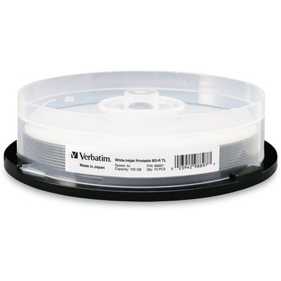Verbatim BDXL 100GB 4x White Inkjet Hub Printable Disc, 10-Pack Spindle