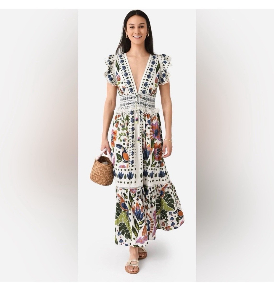knee length dresses for ladies Light Blue Floral Delhi Sleeveless Maxi Dress main image 1