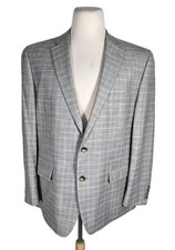 Chaps Mens 46R Lt Gray Check Poly Viscos Lycra Lt.Weight Sport Coat B16