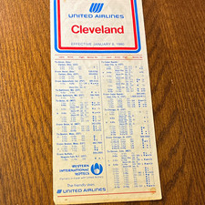 Vintage 1980 United Airlines Cleveland Flight Timetable Schedule Ephemera 1/8/80