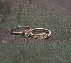 2 pc. Silver plated with clear CZs modern wedding ring set "I Love You" inside — photo 2