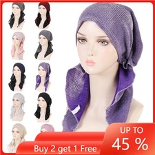 Elastic Pre-tied Chemo Caps Women Turban Hijab Hat Muslim Head Scarf Wrap Bonnet
