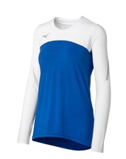 Mizuno Women  s XXS Royal Blue/White Drylite Techno L/S Volleyball Jersey NWT